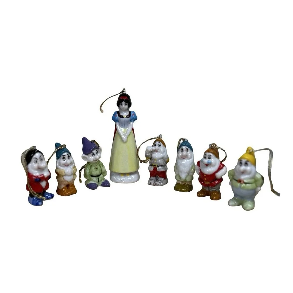 VTG Walt Disney Snow White & The Seven Dwarfs Ceramic Figure/Ornament Set Schmid